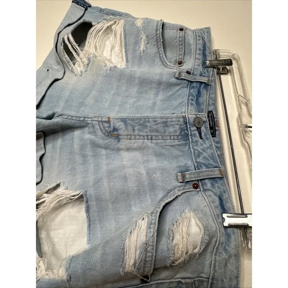 Abercrombie & Fitch Blue Ripped Ames Low Rise Boyfriend Short festival sz 12/31 - Picture 2 of 10